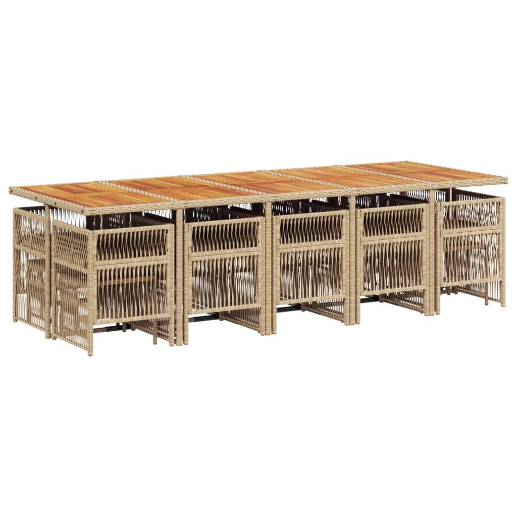 vidaXL 15-delige Tuinset met kussens poly rattan beige