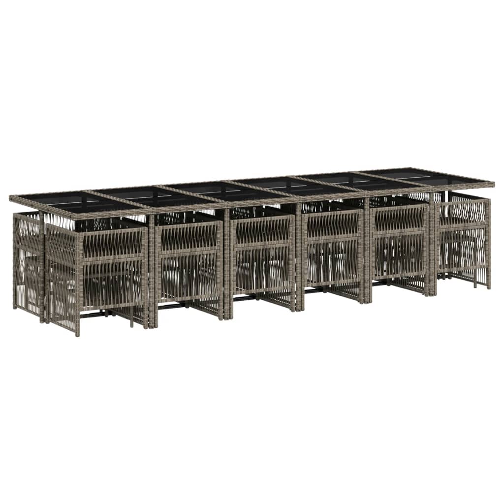 vidaXL 17-delige Tuinset met kussens poly rattan grijs afbeelding