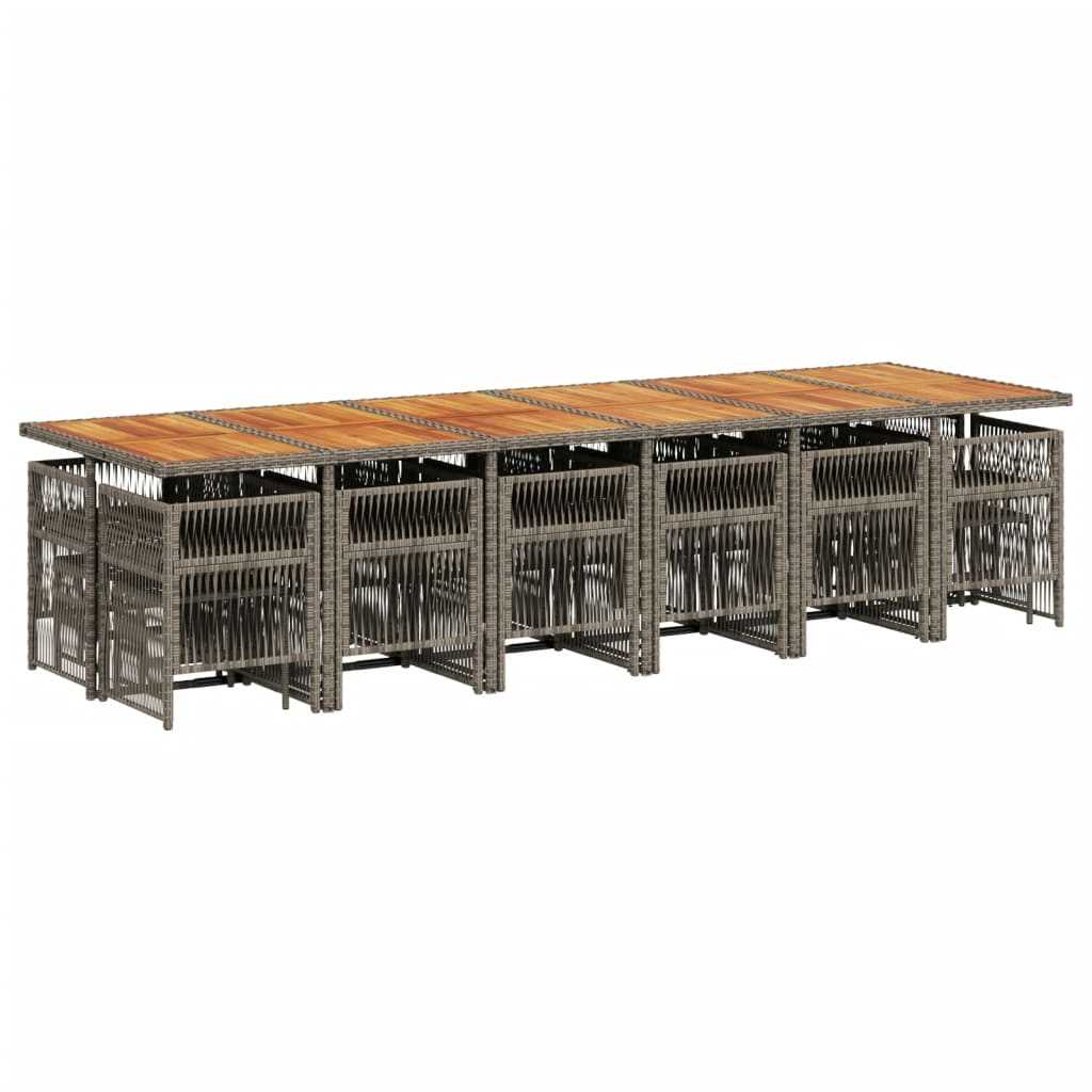vidaXL 17-delige Tuinset met kussens poly rattan grijs
