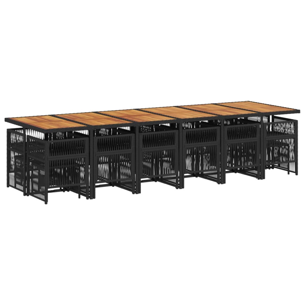 vidaXL 17-delige Tuinset met kussens poly rattan zwart