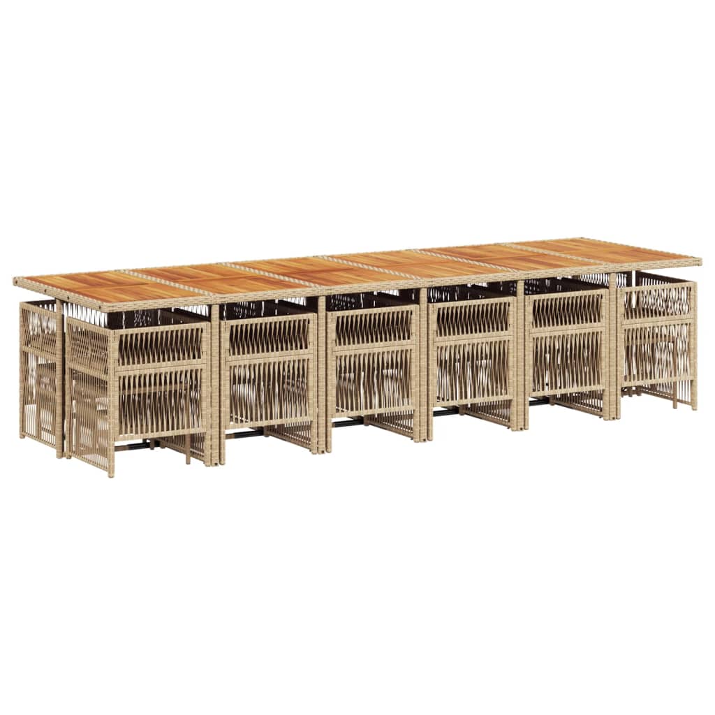 vidaXL 17-delige Tuinset met kussens poly rattan beige