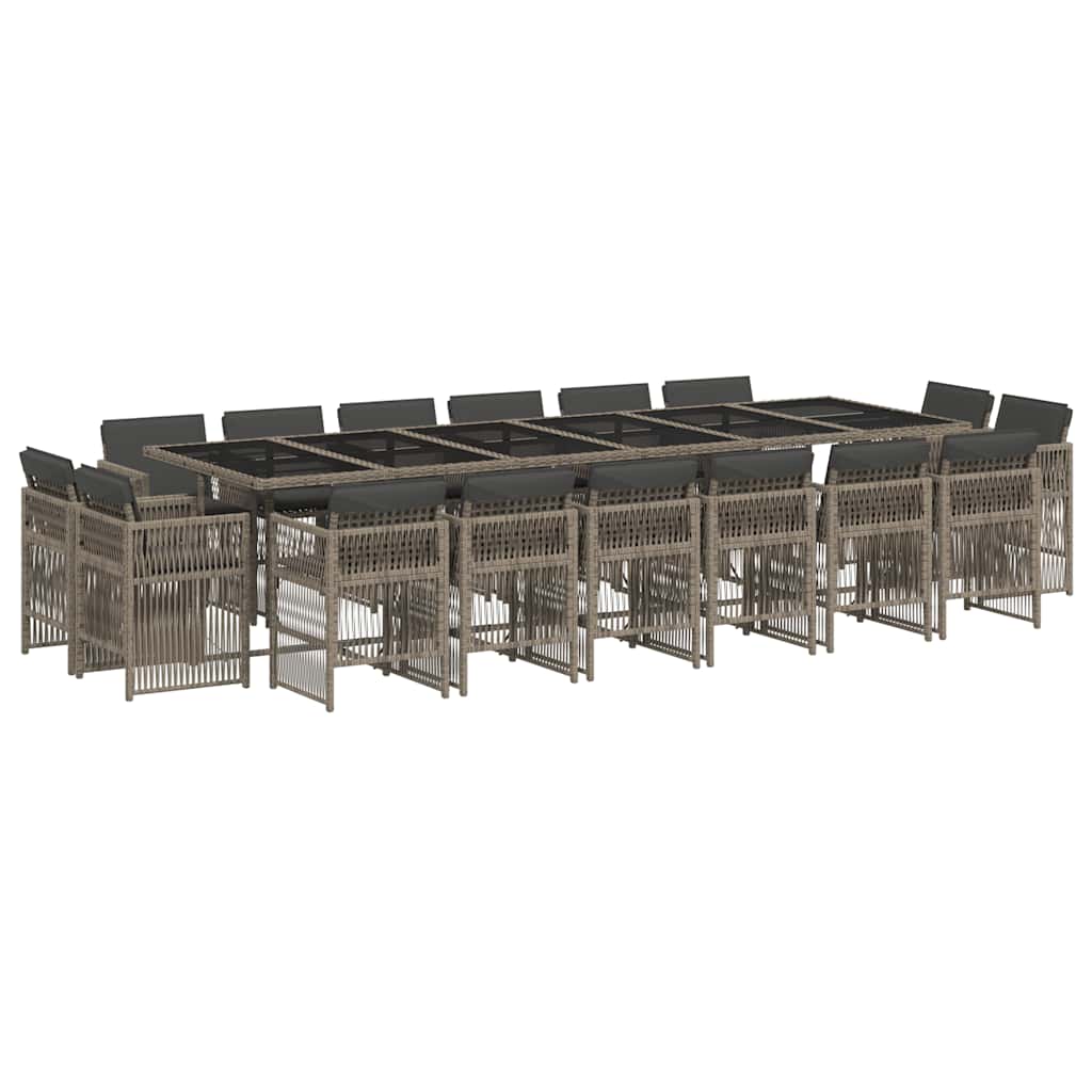 Thumbnail - vidaXL 17-tlg. Garten-Essgruppe mit Kissen Grau Poly Rattan