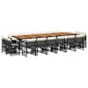 vidaXL 17-osaline aia s&ouml;&ouml;gim&ouml;&ouml;bli komplekt patjadega, must, pol&uuml;rotang
