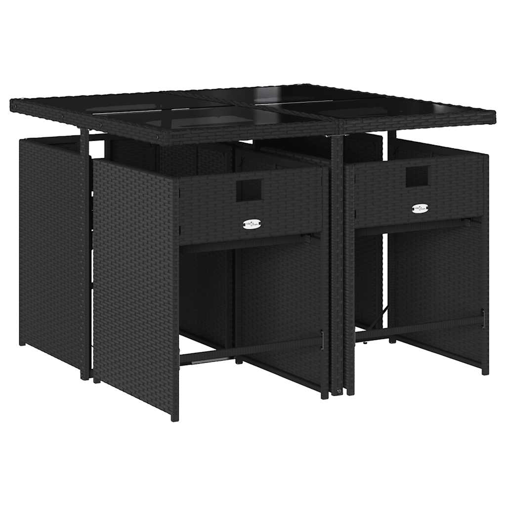 Thumbnail - vidaXL 5-tlg. Garten-Essgruppe mit Kissen Schwarz Poly Rattan