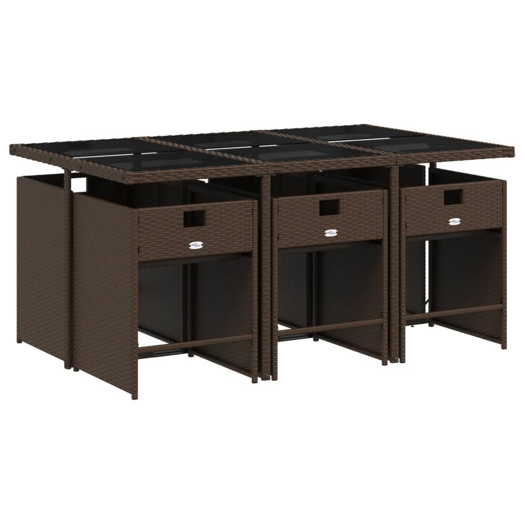 vidaXL 7-delige Tuinset met kussens poly rattan bruin afbeelding