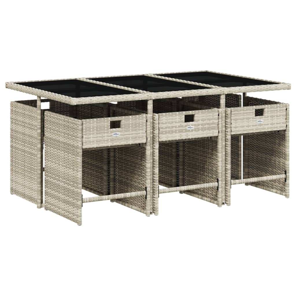 vidaXL Set mobilier de grădină cu perne, 7 piese gri deschis poliratan