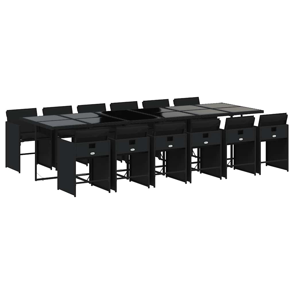 Thumbnail - vidaXL 13-tlg. Garten-Essgruppe mit Kissen Schwarz Poly Rattan