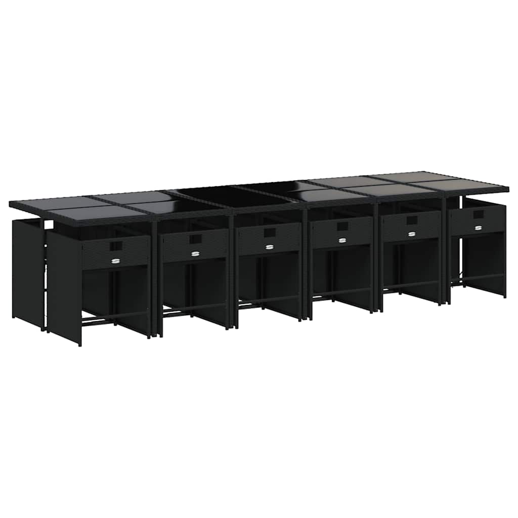 Thumbnail - vidaXL 13-tlg. Garten-Essgruppe mit Kissen Schwarz Poly Rattan