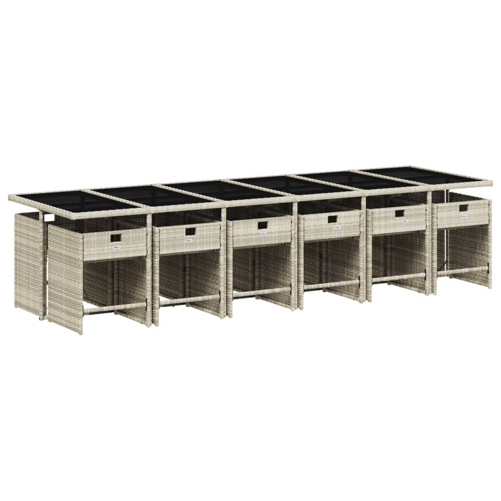 vidaXL 13-delige Tuinset met kussens poly rattan lichtgrijs afbeelding