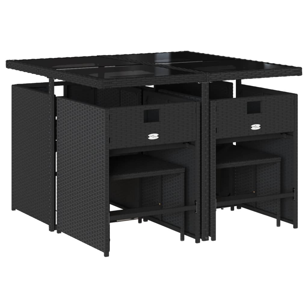 vidaXL 9-delige Tuinset poly rattan zwart afbeelding