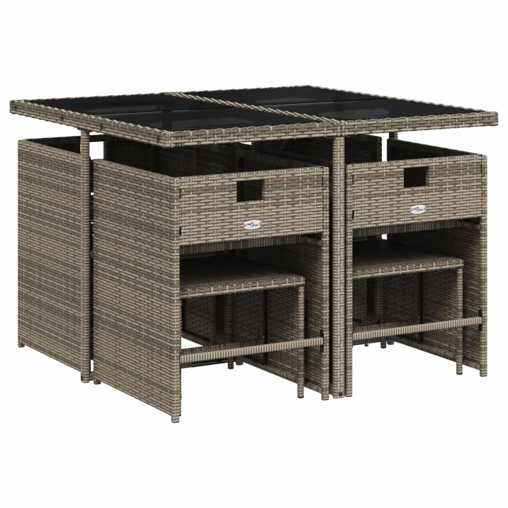vidaXL 9-delige Tuinset met kussens poly rattan grijs afbeelding