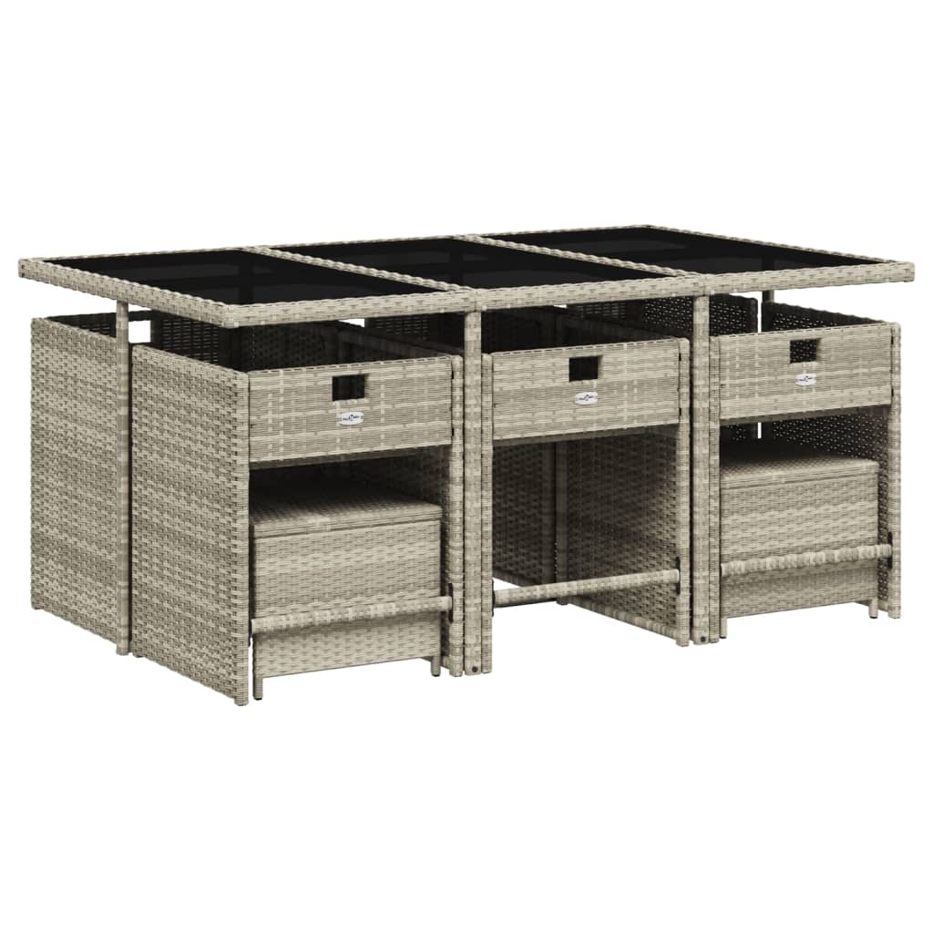 vidaXL 11-delige Tuinset met kussens poly rattan lichtgrijs afbeelding