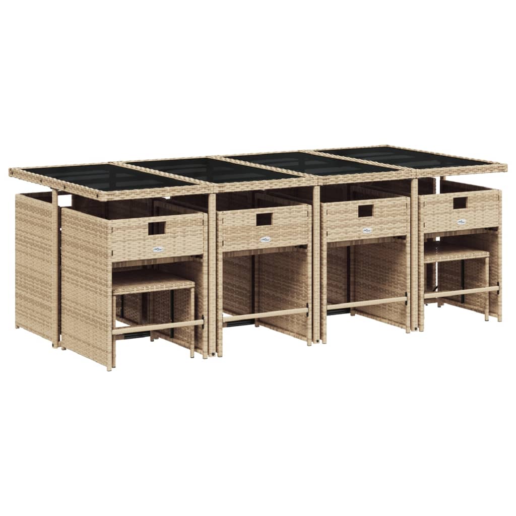 vidaXL 13-delige Tuinset met kussens poly rattan gemengd beige