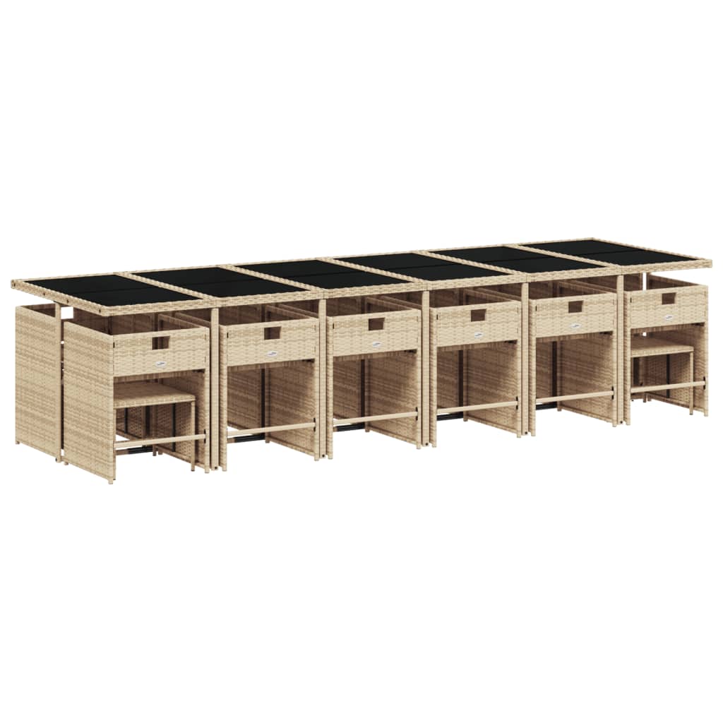 vidaXL 17-delige Tuinset met kussens poly rattan gemengd beige