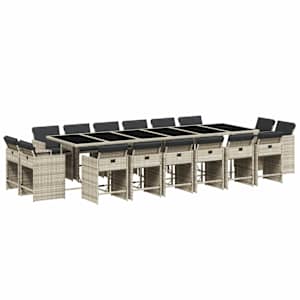 vidaXL 17-osaline aia s&ouml;&ouml;gim&ouml;&ouml;bli komplekt patjadega, hall, pol&uuml;rotang