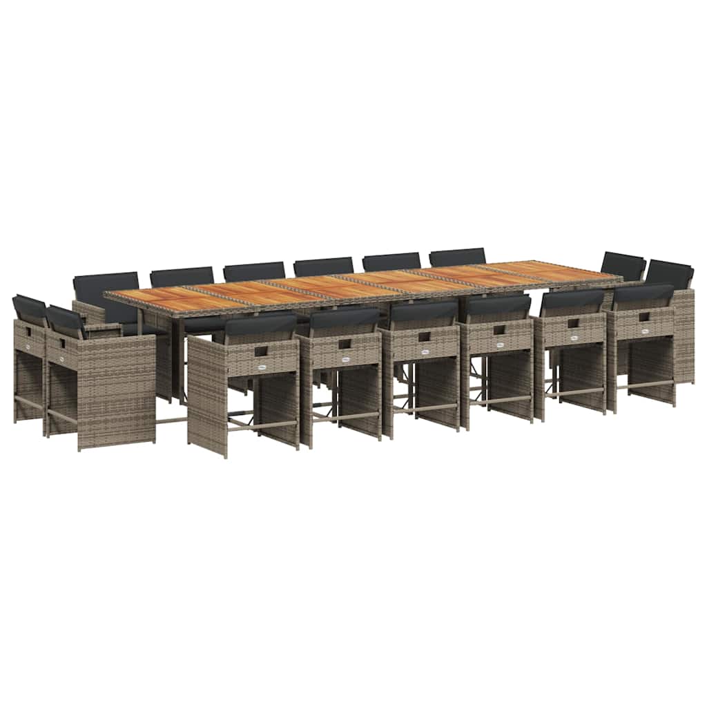 Thumbnail - vidaXL 17-tlg. Garten-Essgruppe mit Kissen Grau Poly Rattan