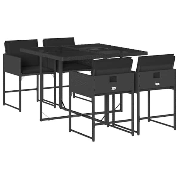 vidaXL 5-osaline aiam&ouml;&ouml;bli komplekt patjadega, must, pol&uuml;rotang