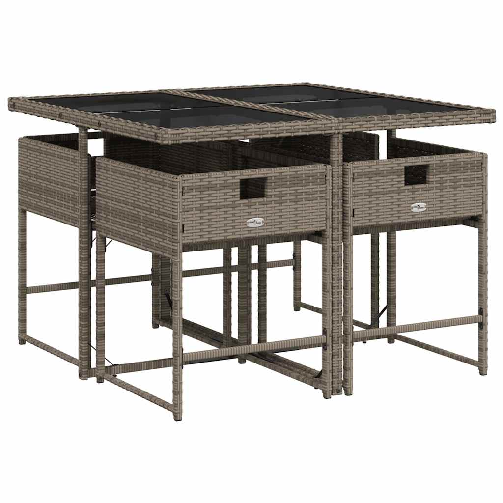vidaXL 5-delige Tuinset met kussens poly rattan grijs afbeelding