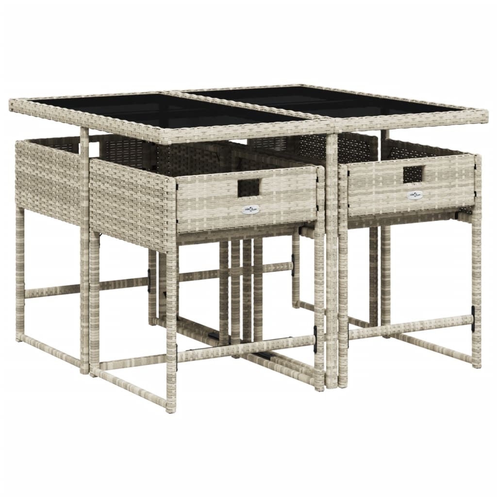 vidaXL 5-delige Tuinset met kussens poly rattan lichtgrijs afbeelding