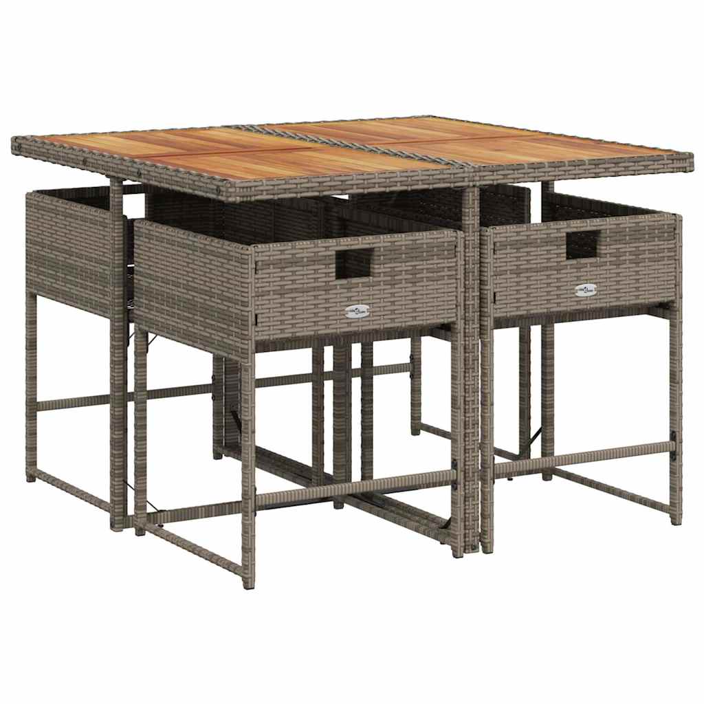 vidaXL 5-delige Tuinset met kussens poly rattan grijs afbeelding