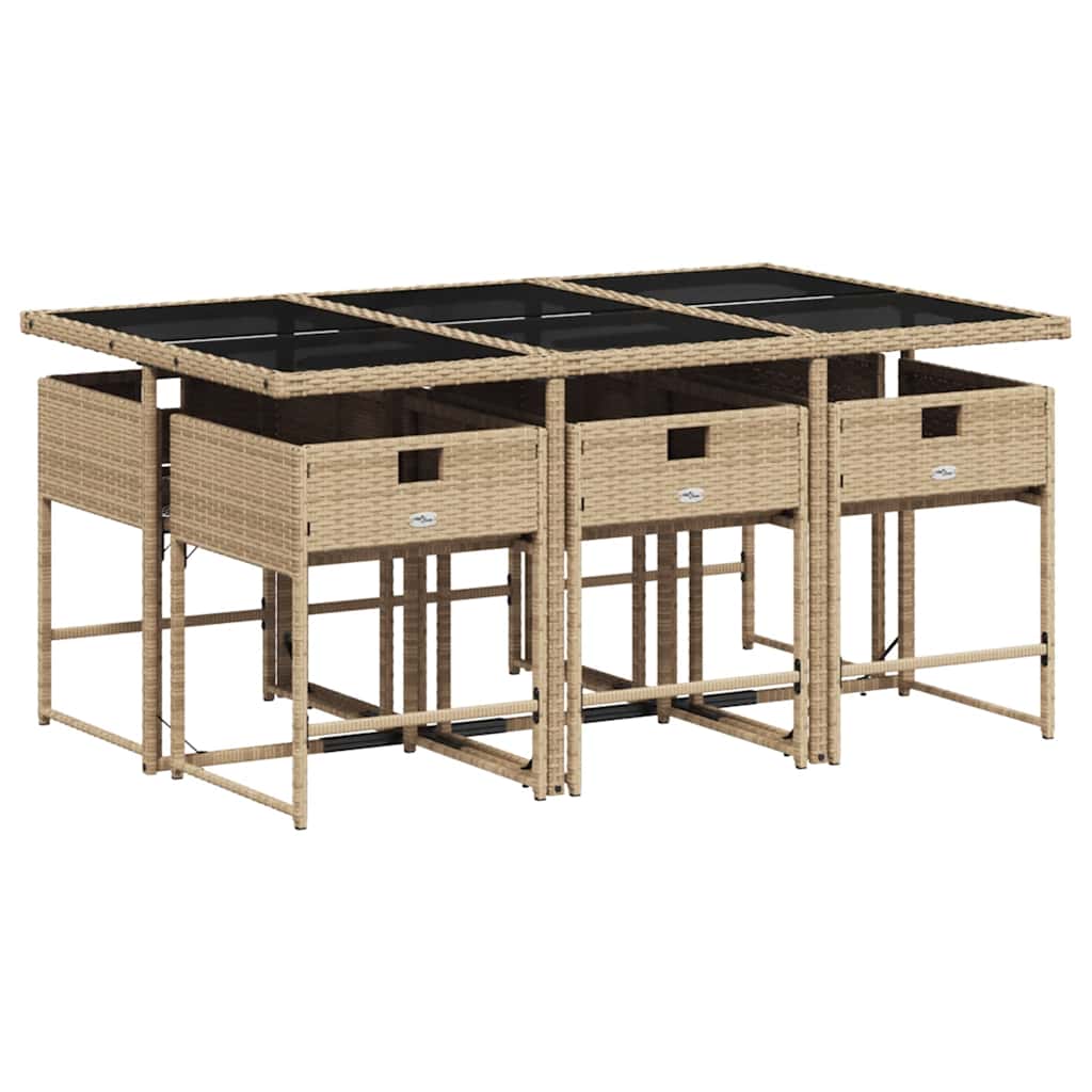 Thumbnail - vidaXL 7-tlg. Garten-Essgruppe mit Kissen Beige Poly Rattan