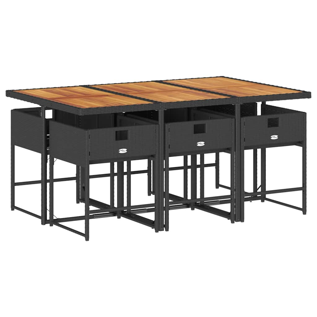 vidaXL 7-delige Tuinset met kussens poly rattan zwart afbeelding