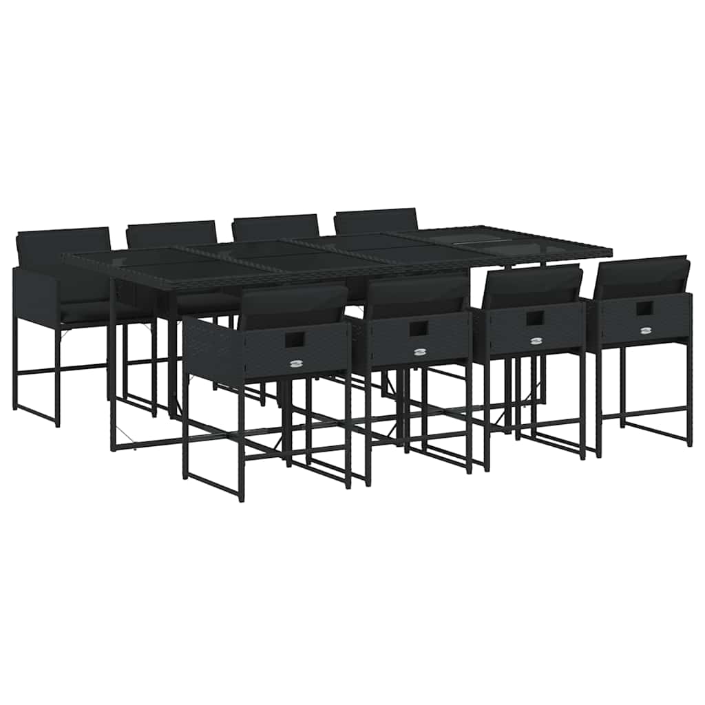 VidaXL 9-delige Tuinset Poly Rattan Zwart