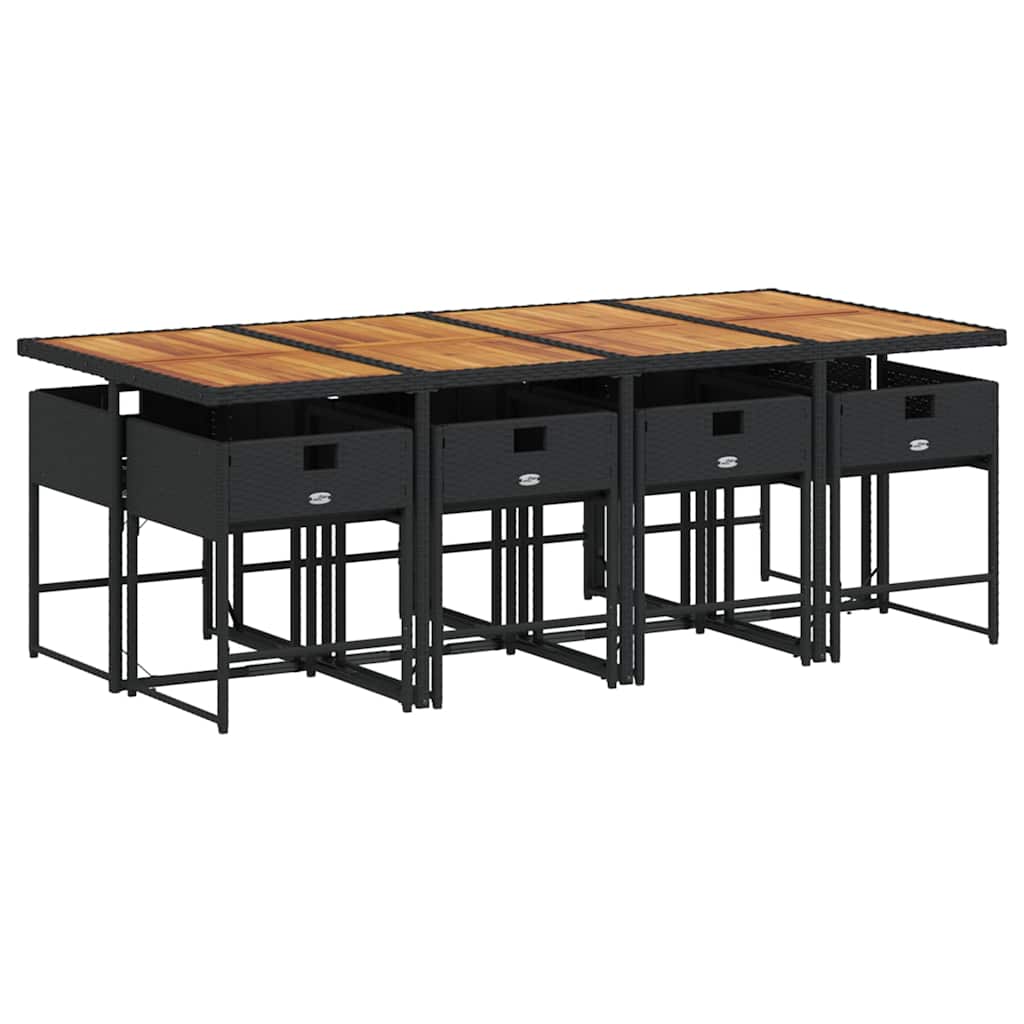 vidaXL 9-delige Tuinset poly rattan zwart afbeelding