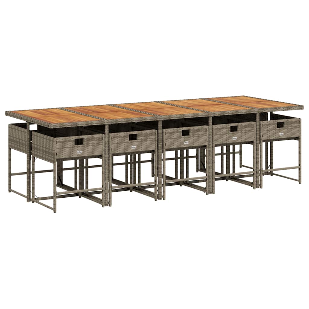 vidaXL 11-delige Tuinset met kussens poly rattan grijs afbeelding