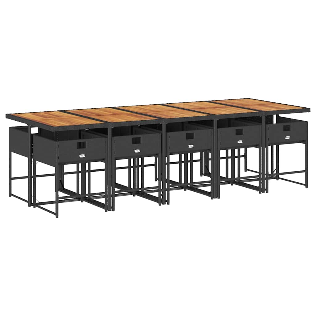vidaXL 11-delige Tuinset met kussens poly rattan zwart afbeelding
