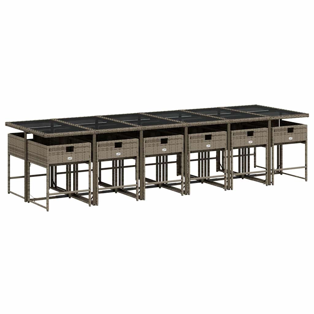 vidaXL 13-delige Tuinset met kussens poly rattan grijs afbeelding