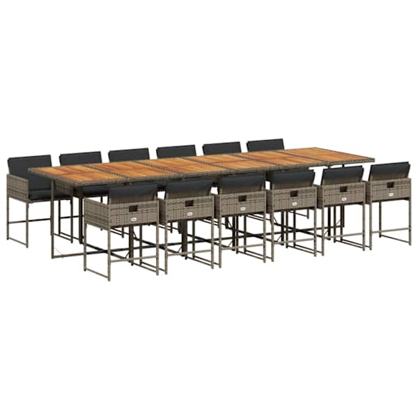 vidaXL 13-osaline aia s&ouml;&ouml;gim&ouml;&ouml;bli komplekt patjadega, hall, pol&uuml;rotang