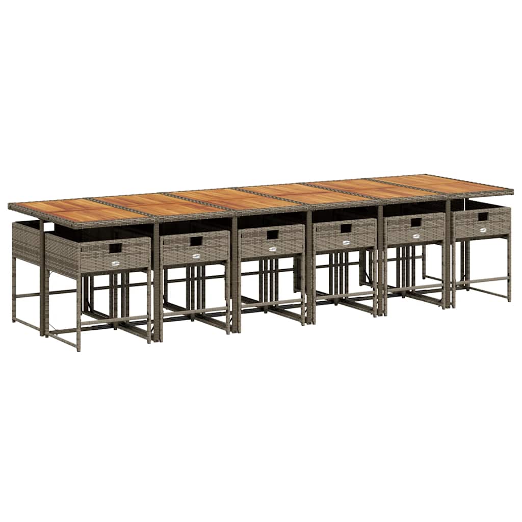 vidaXL 13-delige Tuinset met kussens poly rattan grijs afbeelding