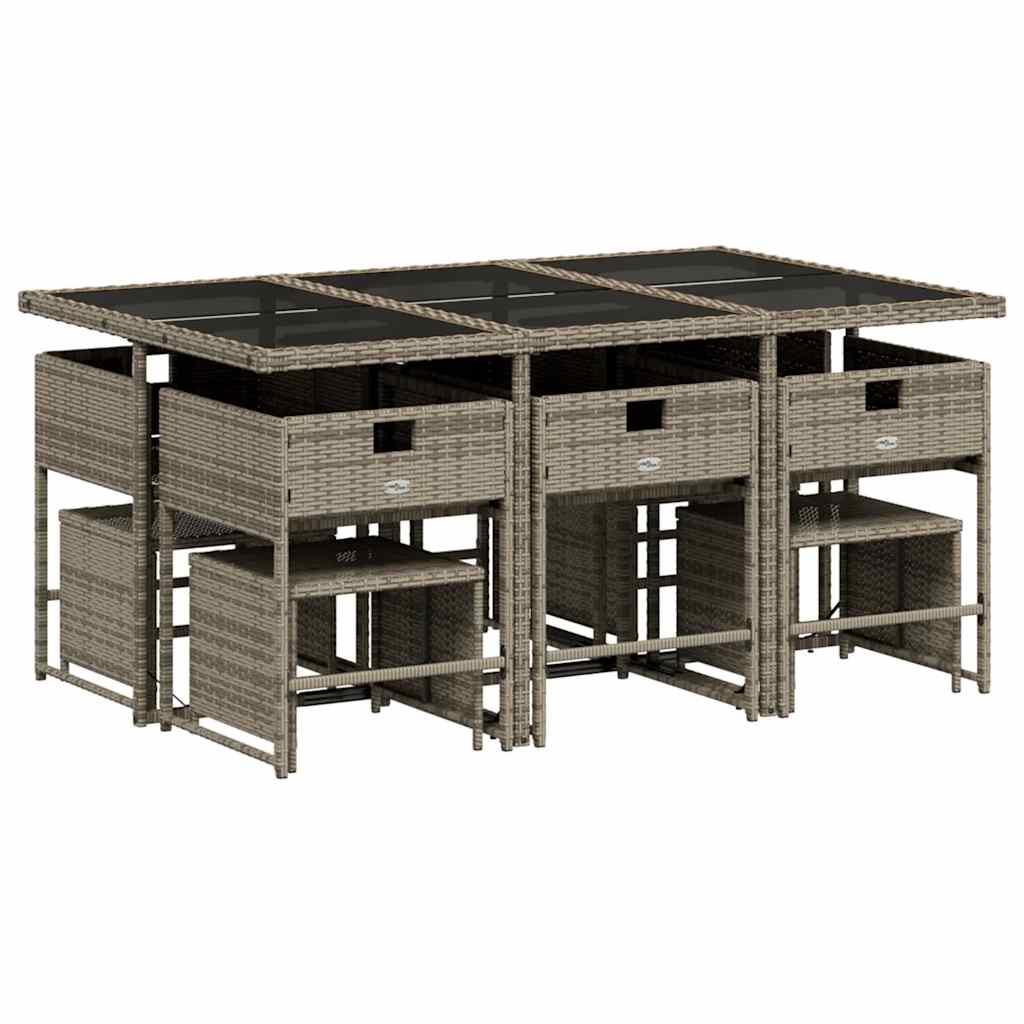 vidaXL 11-delige Tuinset met kussens poly rattan grijs afbeelding