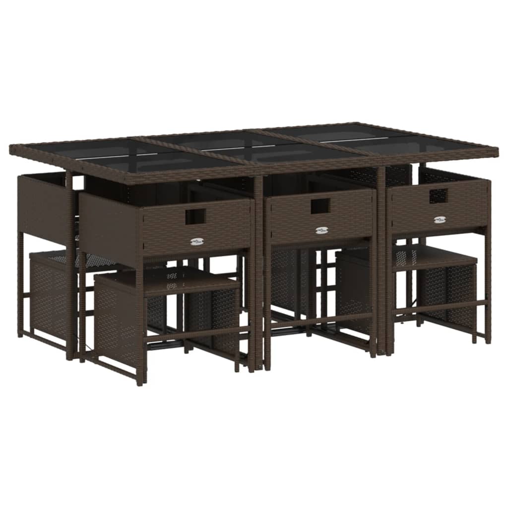 vidaXL 11-delige Tuinset met kussens poly rattan bruin afbeelding