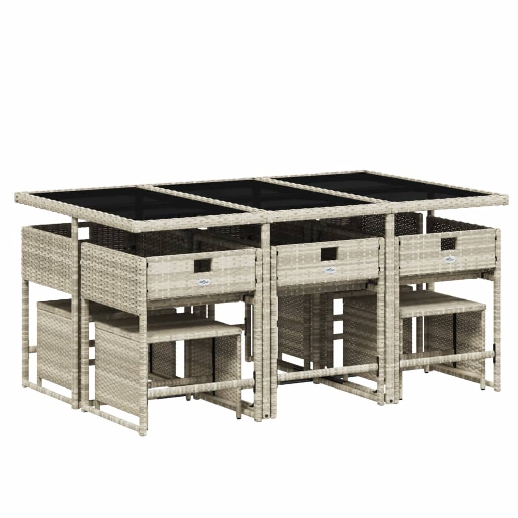 vidaXL 11-delige Tuinset met kussens poly rattan lichtgrijs afbeelding