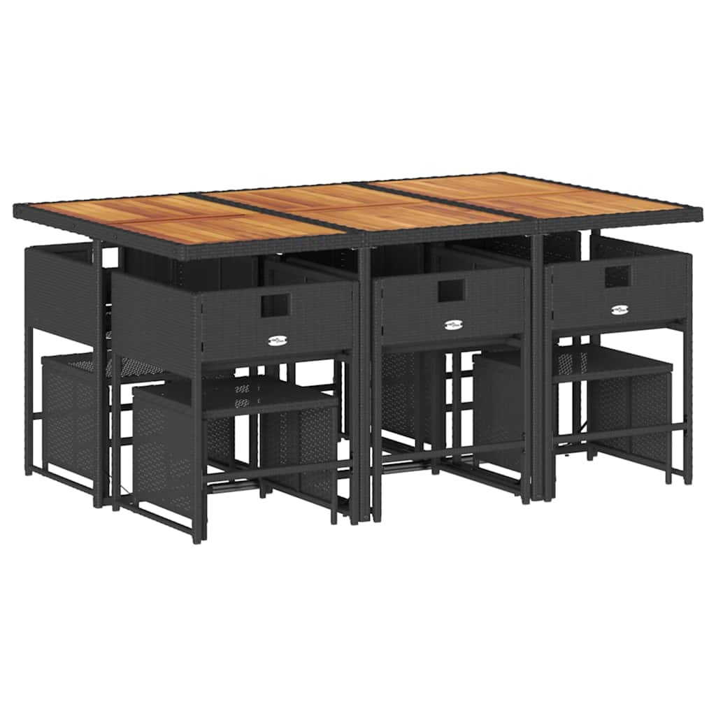 Thumbnail - vidaXL 11-tlg. Garten-Essgruppe mit Kissen Schwarz Poly Rattan