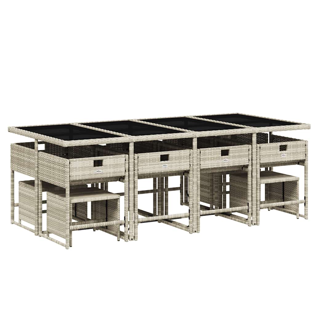 vidaXL 13-delige Tuinset met kussens poly rattan lichtgrijs afbeelding