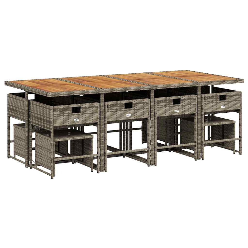 vidaXL 13-delige Tuinset met kussens poly rattan grijs afbeelding