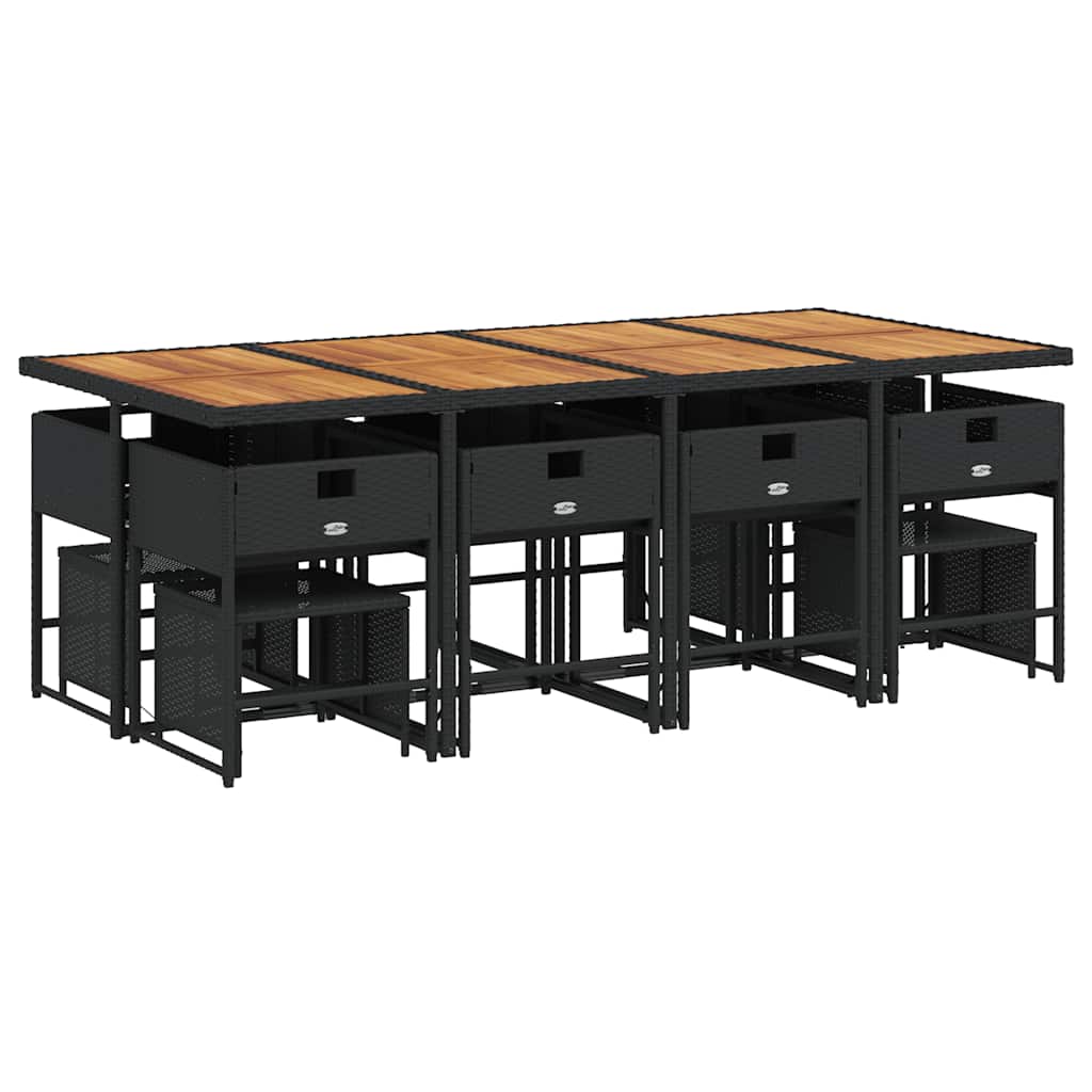 vidaXL Set mobilier de grădină cu perne, 13 piese, negru, poliratan