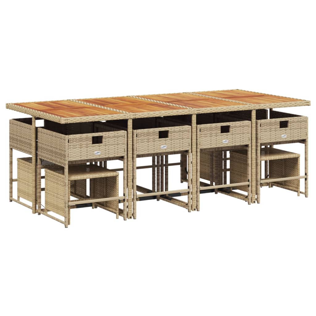 vidaXL 13-delige Tuinset met kussens poly rattan beige