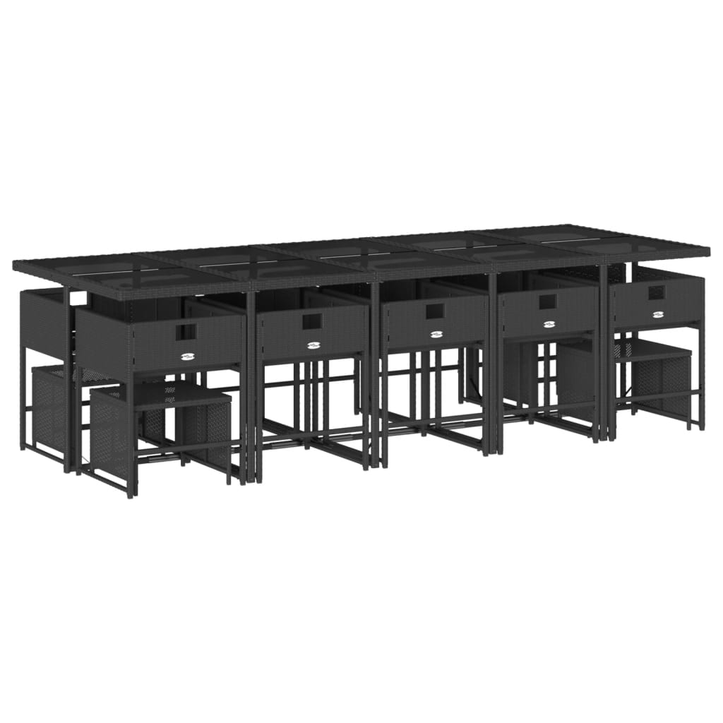 vidaXL 15-delige Tuinset met kussens poly rattan zwart afbeelding