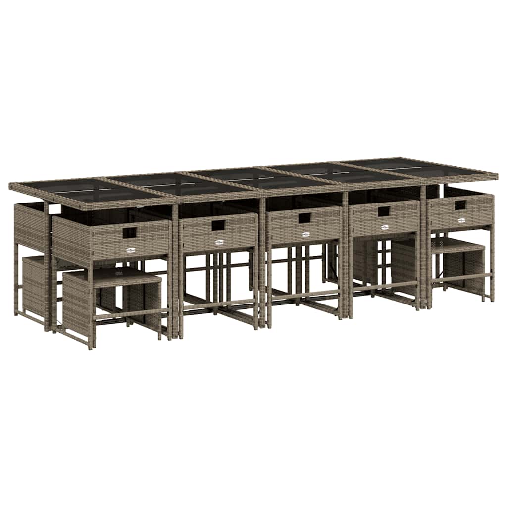 Thumbnail - vidaXL 15-tlg. Garten-Essgruppe mit Kissen Grau Poly Rattan