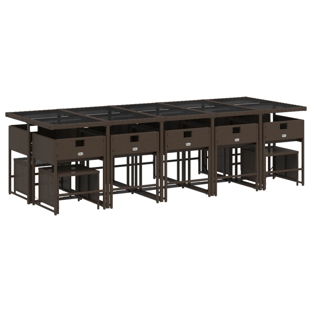 vidaXL 15-delige Tuinset met kussens poly rattan bruin afbeelding