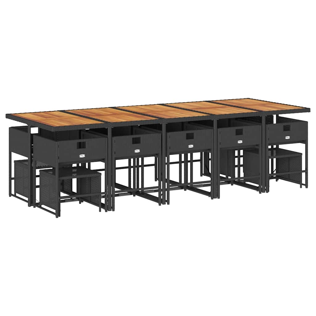vidaXL 15-delige Tuinset met kussens poly rattan zwart afbeelding