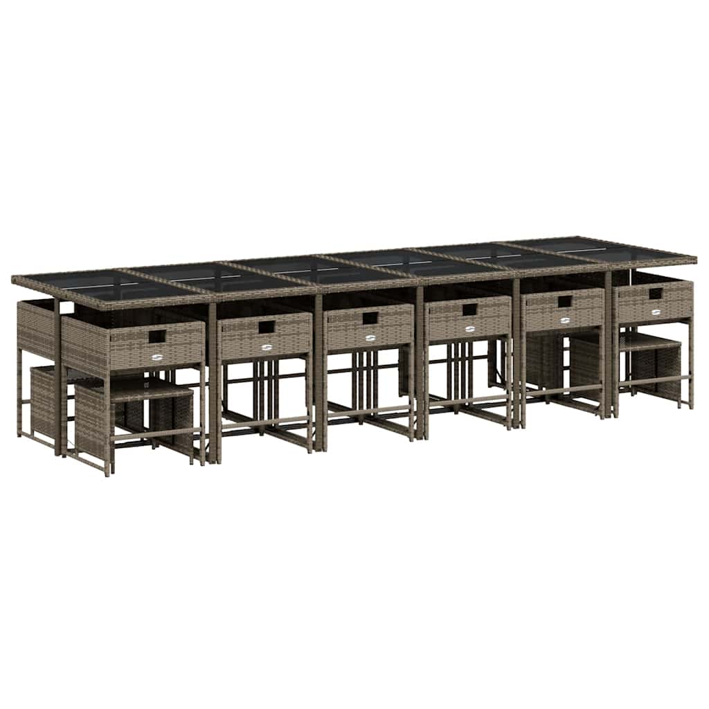 vidaXL 17-delige Tuinset met kussens poly rattan grijs afbeelding