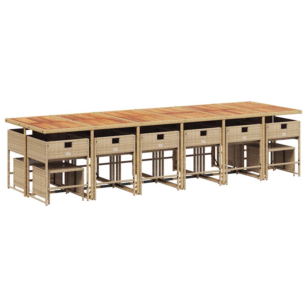 vidaXL 17-tlg. Garten-Essgruppe mit Kissen Beige Poly Rattan – Bild 3