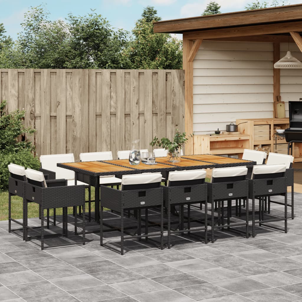 vidaXL Set mobilier de grădină cu perne, 13 piese, negru, poliratan