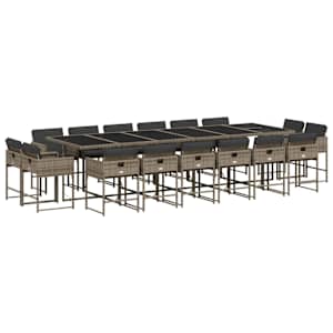 vidaXL 17-osaline aia s&ouml;&ouml;gim&ouml;&ouml;bli komplekt patjadega, hall, pol&uuml;rotang