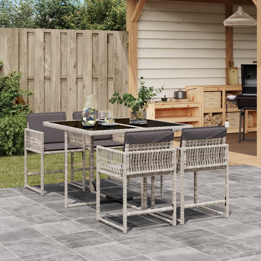 vidaXL Set mobilier de grădină cu perne, 5 piese gri deschis poliratan